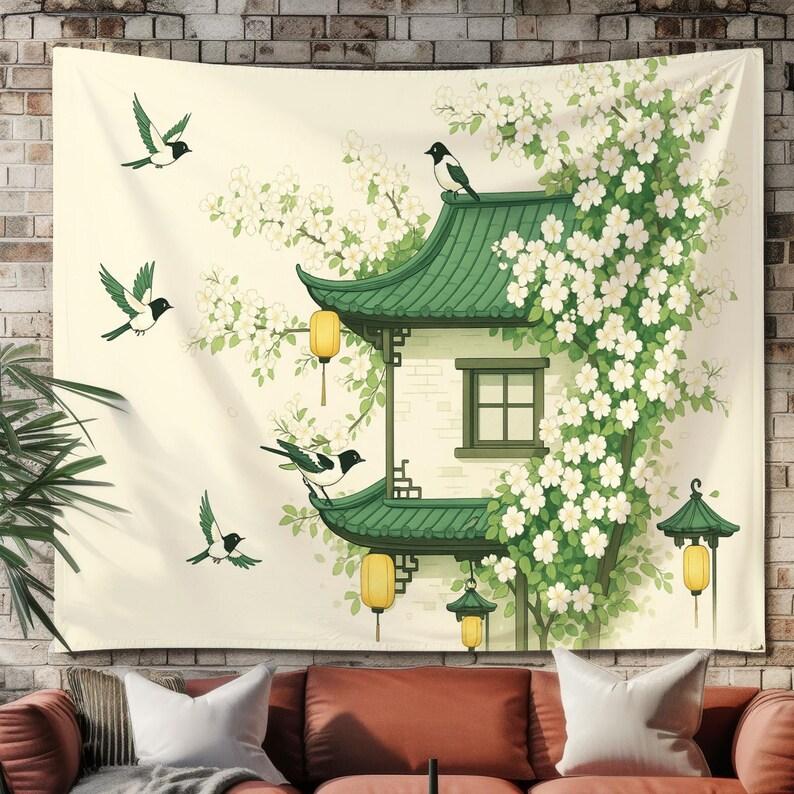 Pagoda Flowers tapestry 75x100 чёрный