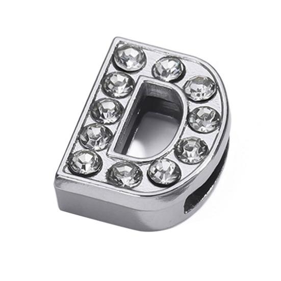 Rhinestone Letter Beads Alloy A To Z Charms Slide Letter Charms Small Spacer Beads for DIY Jewelry Making Keychain Cell Phone Chain Bracelet Craft