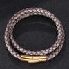 Steel Snaps Bracelet Retro Multilayer Genuine Leather Bangles Braided Wrap Trendy Bracelet Friendship Gift