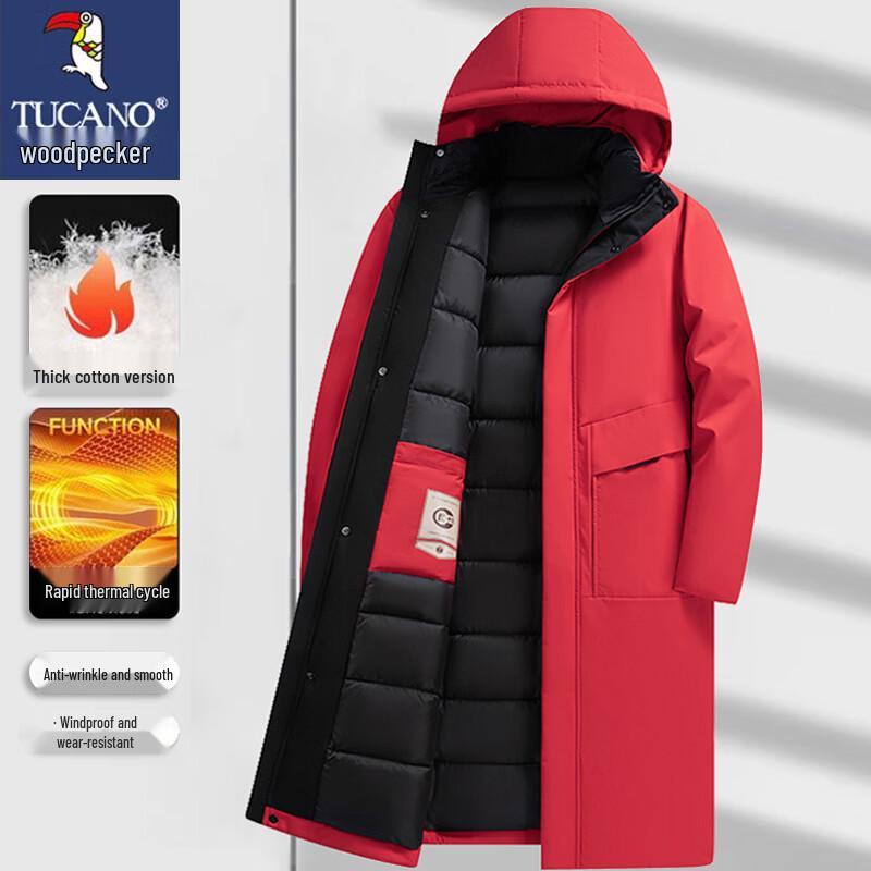 TUCANO Men's Warm Fleece-lined Long Winter Cotton Jacket