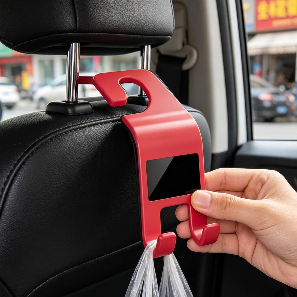New Heavy Duty Car Headrest Hooks Non-Slip Storage Organizer Portable Seat Back Hanger Hook for Handbag Clothes Grocery Suitable
