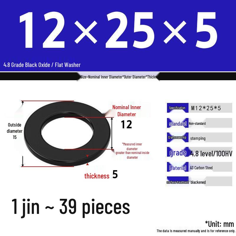 Blackened Enlarged Thickened Metal Washer - M3-M42