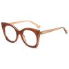 Large Frame Cat Eye Flat Mirror, Simple Light Board, Personalized Contrasting Color Glasses Frame For Women