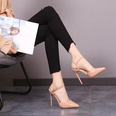 Baotou Word with High-heeled Sandals Women Spring and Summer Sexy Pointed Small Man with Skirt Thin-heeled Sandals Women