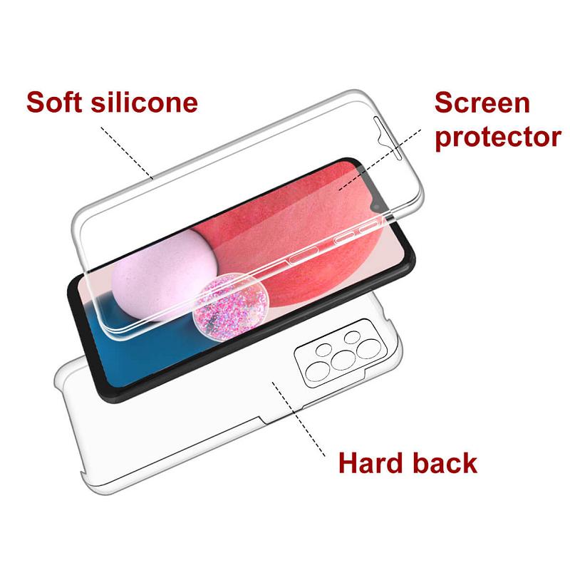360 Full Body Protection Čiré pouzdro pro Samsung Galaxy A53 A33 A73 A22 A13 A32 A52 A12 A51 S21 Plus S22 Ultra průhledný silikonový oboustranný kryt