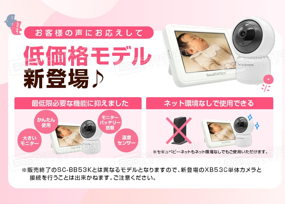 SecuSTATION Secubaby Baby Large Temperature Night No Red Cry Lullaby Baby Monitoring Baby Domestically Distributed by a Japanese Manufacturer Cameras