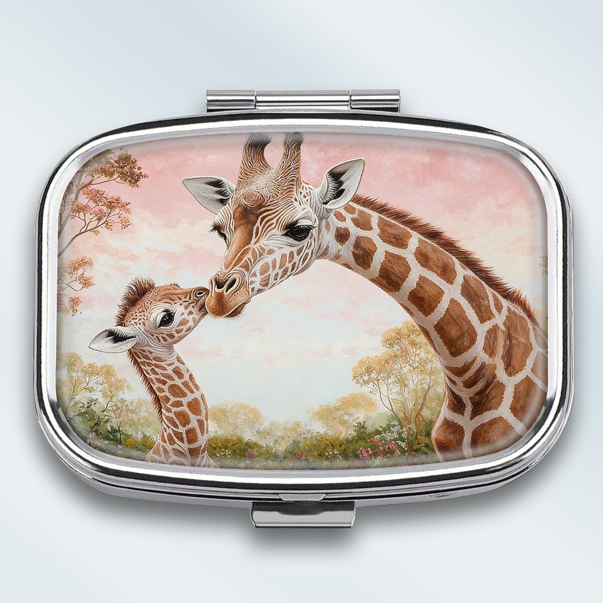 

Portable Pill Box with 2 Compartments, Mini Metal Medicine Organizer Case, Cute Printed Pill Container for Vitamins, Pills, Jewelry, Travel, Daily Use разноцветный