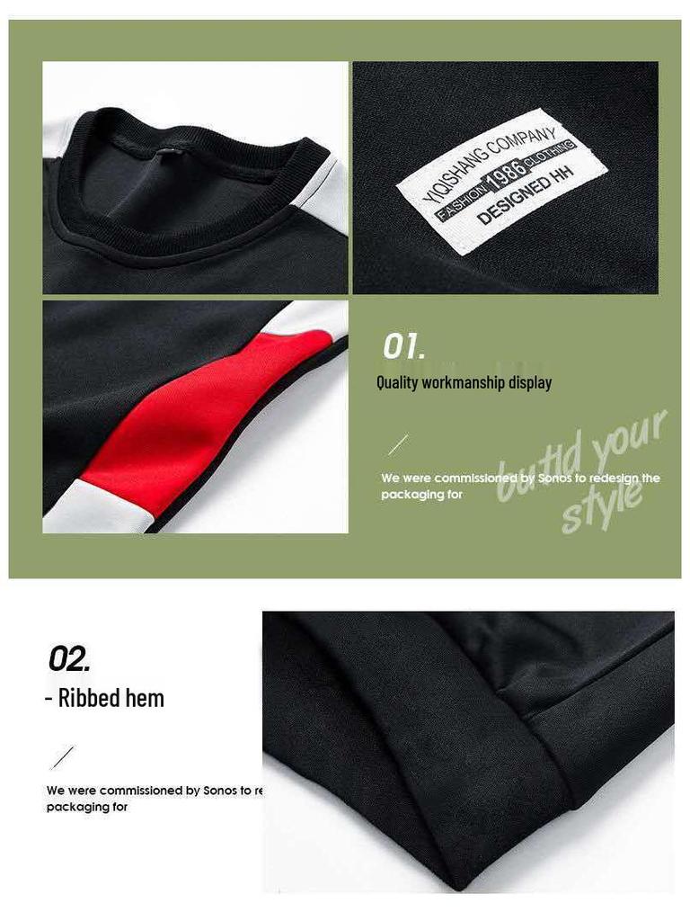 New Men's Korean Style Crew Neck Long Sleeve Sweatshirt - Spring/Autumn Casual Pullover