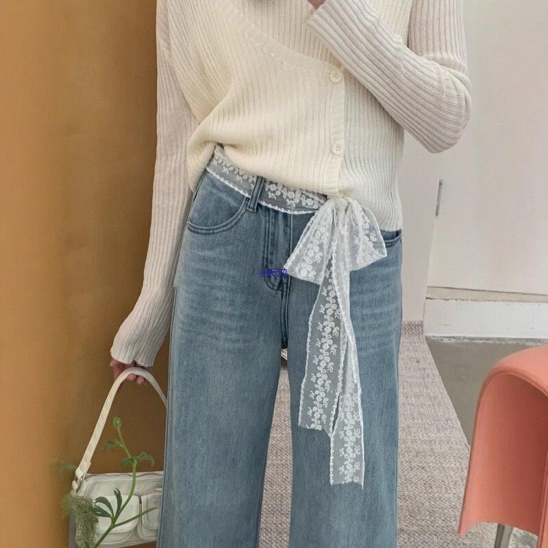 Bílý krajkový šátek na jaro/léto: Dlouhý, tenký, multifunkční doplněk k džínám a pasu