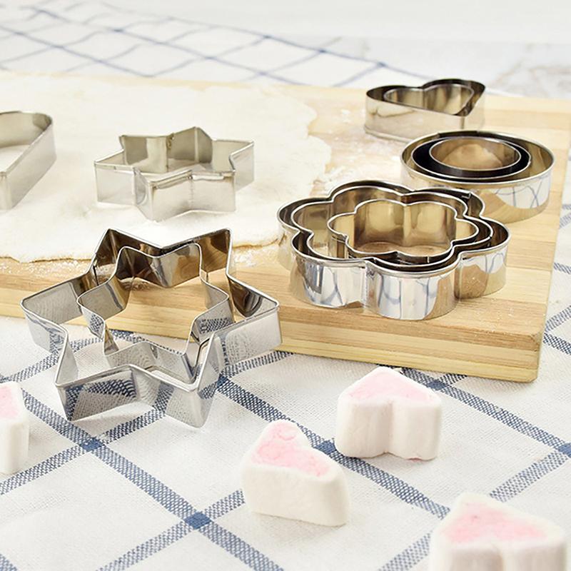 Baking Mould Baking Mould Egg Mould Stainless Steel Cookie Cutter Biscuit Diy Mold Star Heart Flower Cutter 3Pcs/Set