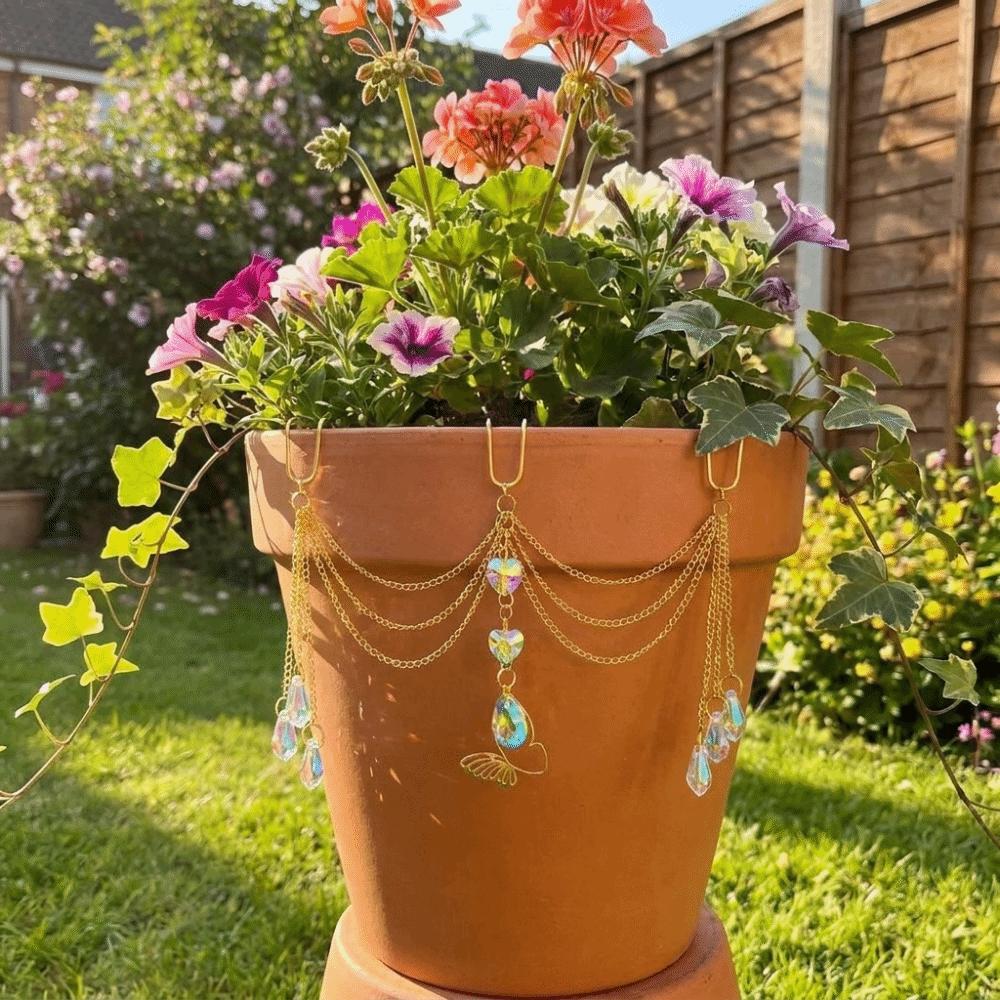 Reflective Flower Pot Crystal Sun Catcher Butterfly Design Hanging Pot Crystal  Bonsai