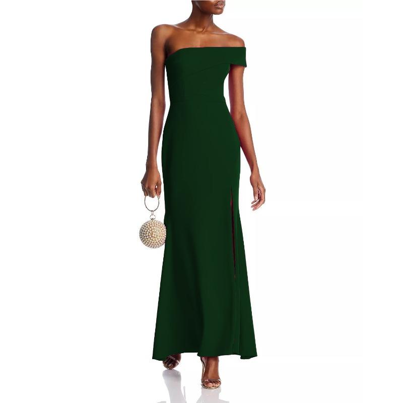 New autumn and winter women's clothing one-shoulder fashion split-ended dress long dress temperament dress