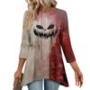 Tunic Tops For Women Loose Fit Prints Tops 3/4 Length Sleeve Womens Tops With Asymmetrical Hem