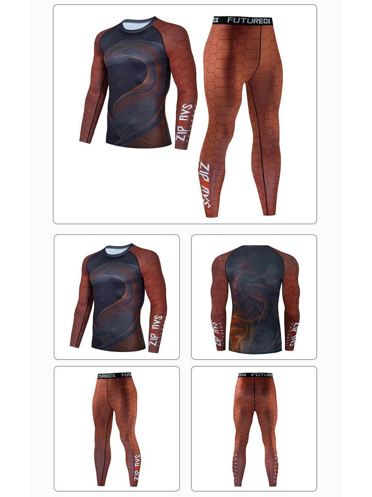 Męski szybkoschnący sportowy zestaw dwuczęściowy: Koszulka z długim rękawem i spodnie do koszykówki i kolarstwa