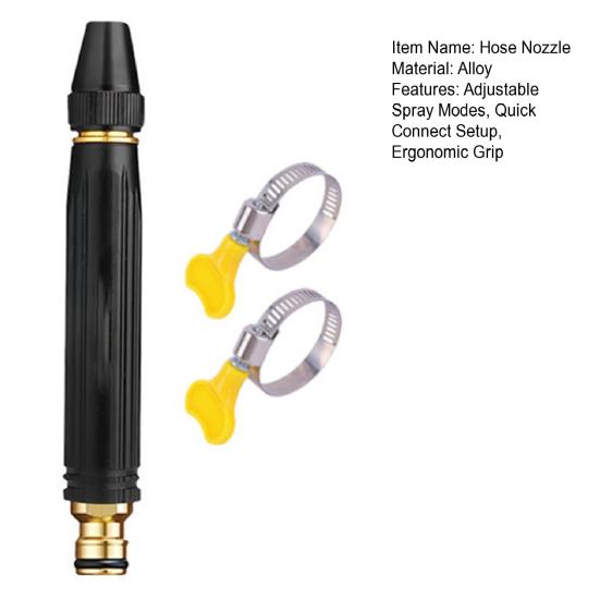 Adjustable Hose Nozzle High-Pressure Garden Hose Sprayer Booster Nozzle Rust-Proof for Car Wash