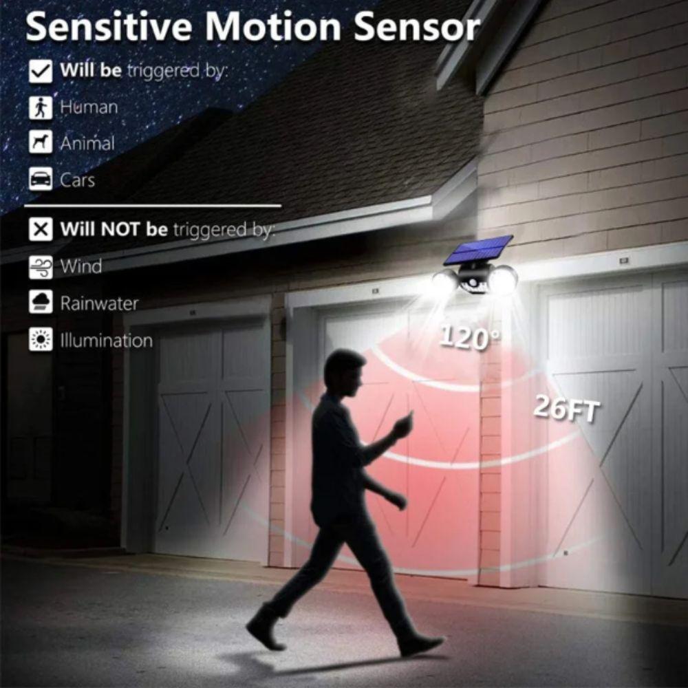 Rotating Design Motion Sensor Lights Dual Head Solar Wall Lights Security Lights Garage Use