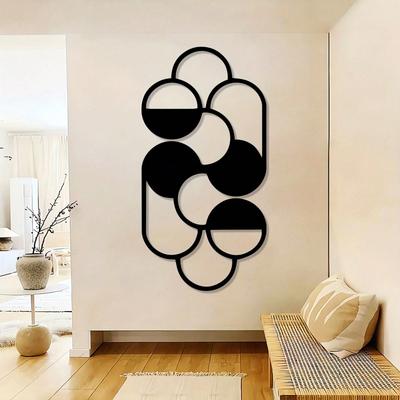 Schwarze Geometrische Runde Metall Wandkunst Mittelalterlich Modern Stil Langlebiges Eisen Heimdekor Weihnachtsgeschenk