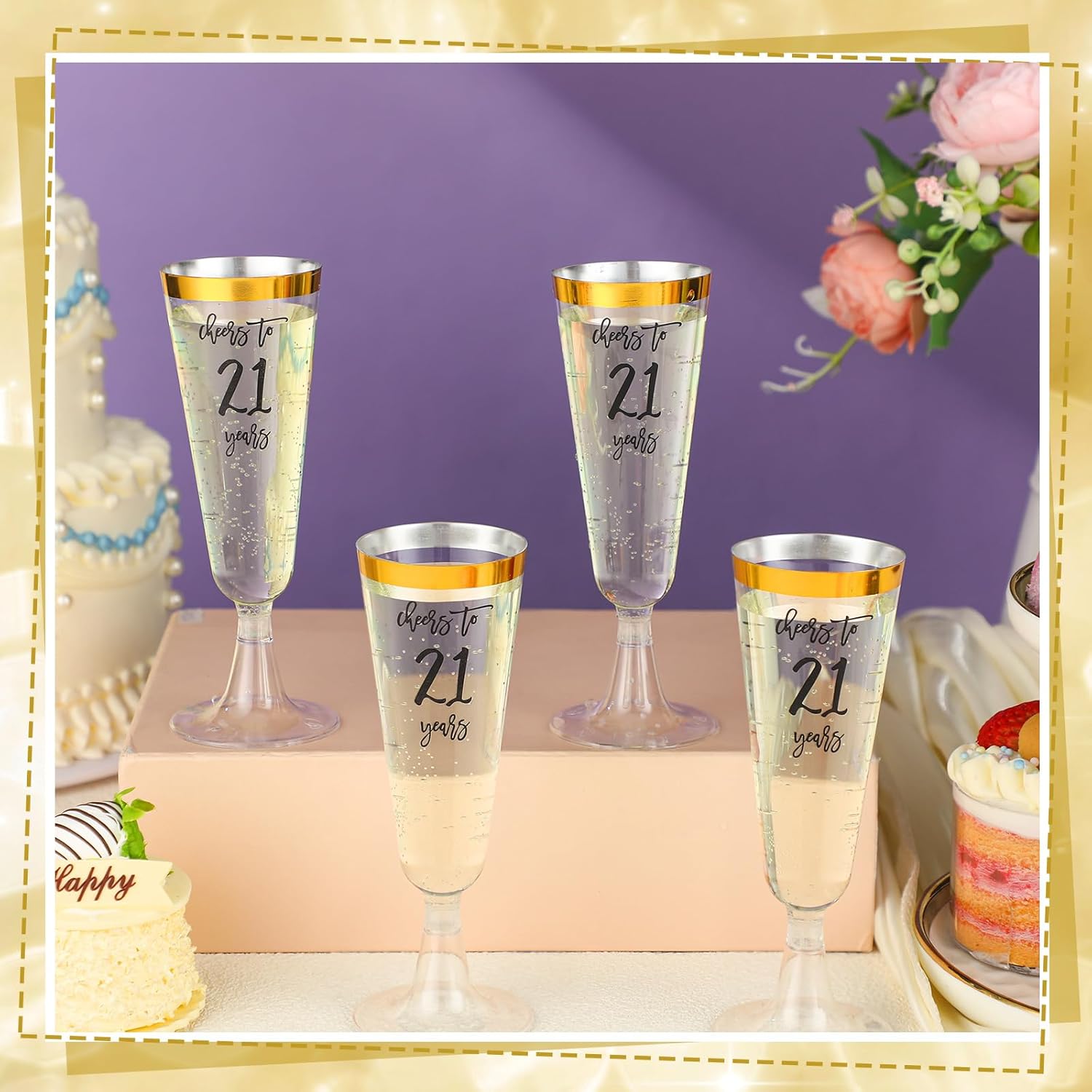 

21st Birthday Party Supplies: 48-Pack Disposable Champagne Flutes, 5 oz Plastic Cocktail Cups for Men & Women United States