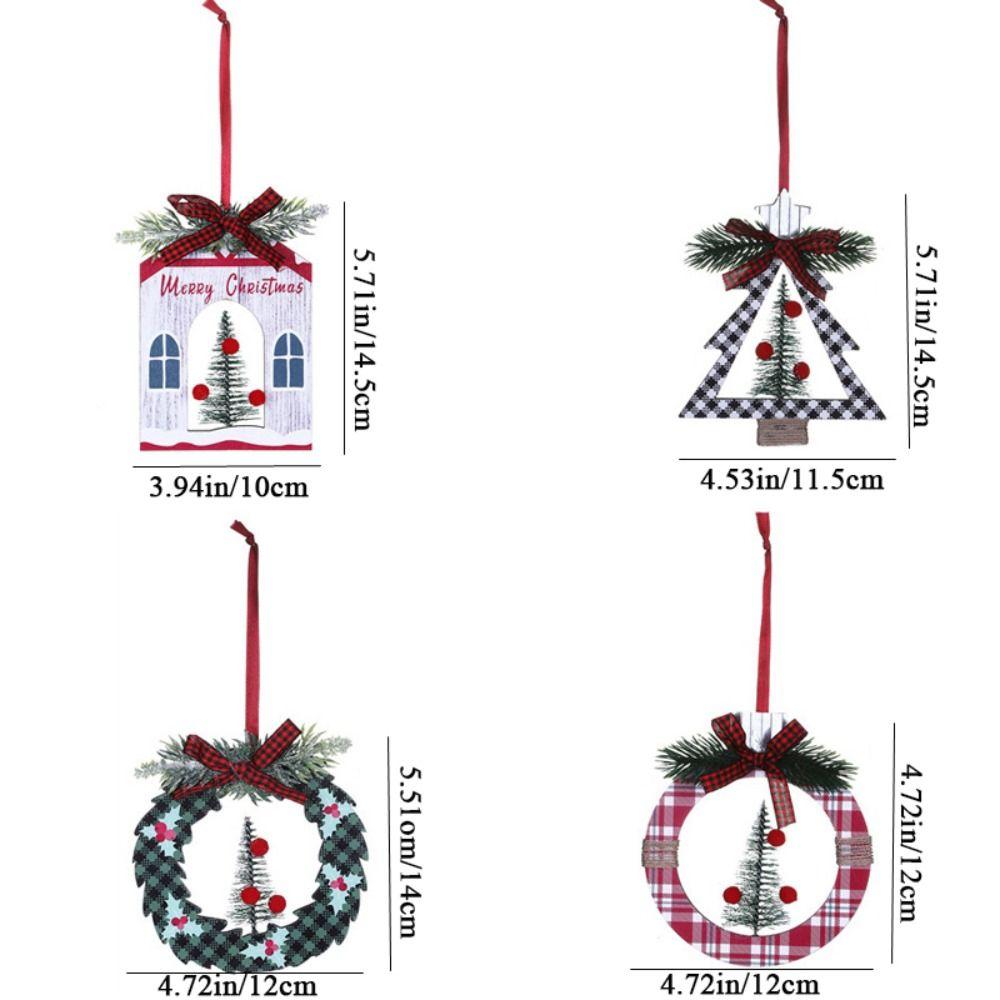 Round Christmas Decoration Square Christmas Wooden Pendant Cute   New Year