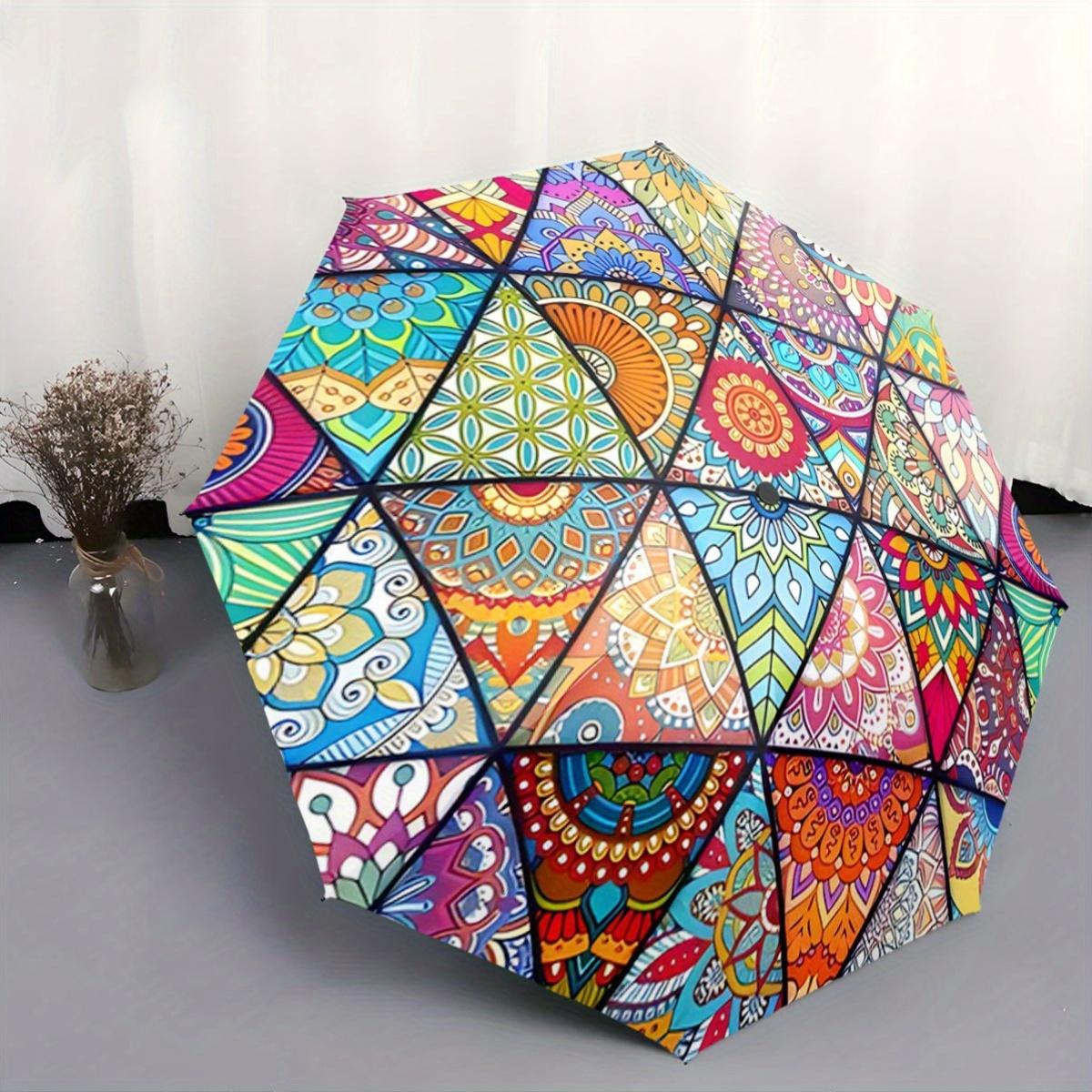 

Automatic Open/Close Umbrella with One-Touch Button - Compact Folding Design, Portable Travel Umbrella with 8-Rib Stability, W