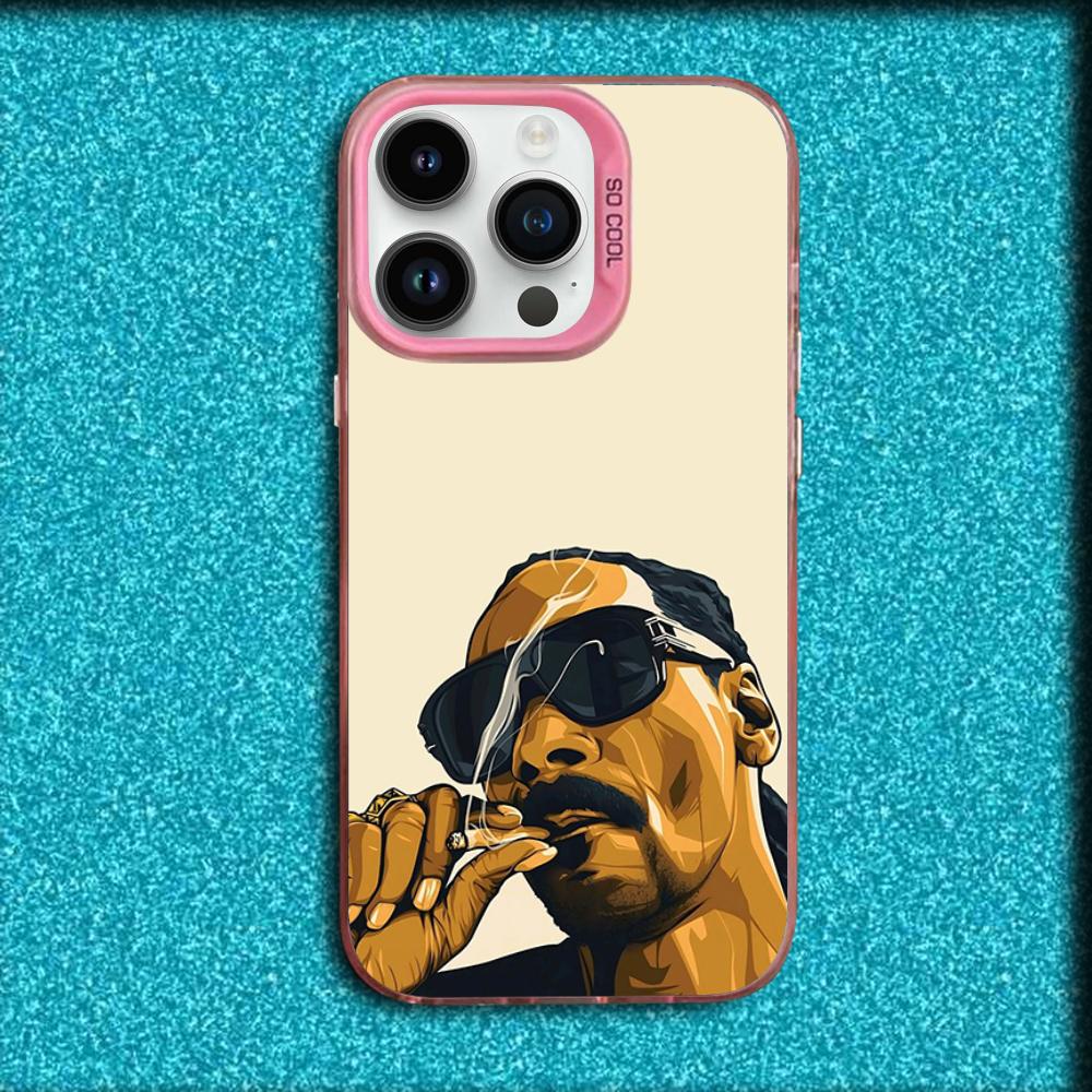 Rapper S-Snoop Dogg Phone Case For iPhone 16,15,14,13,12,11,Mini,Pro,MAX Pink Matte Silicone Cover