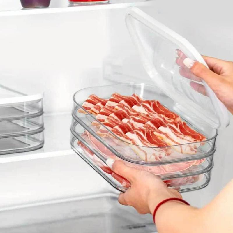 Portable Cold Cut Storage Container Refrigerator Safe Lunch Meat Box with Lid Flavor and Freshness Preserving Holder