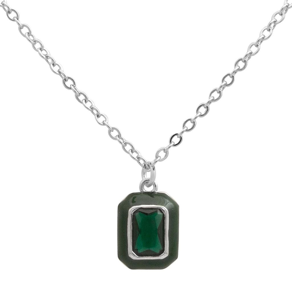 Серебряное колье с фианитами, емаллю, вес изделия 2,1 гр (60002240)