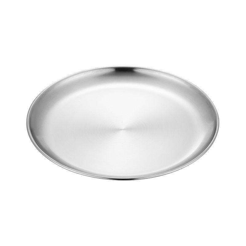 Korean Style Gold Round Barbecue Plate - 304 Stainless Steel Buffet Plate 14 cm