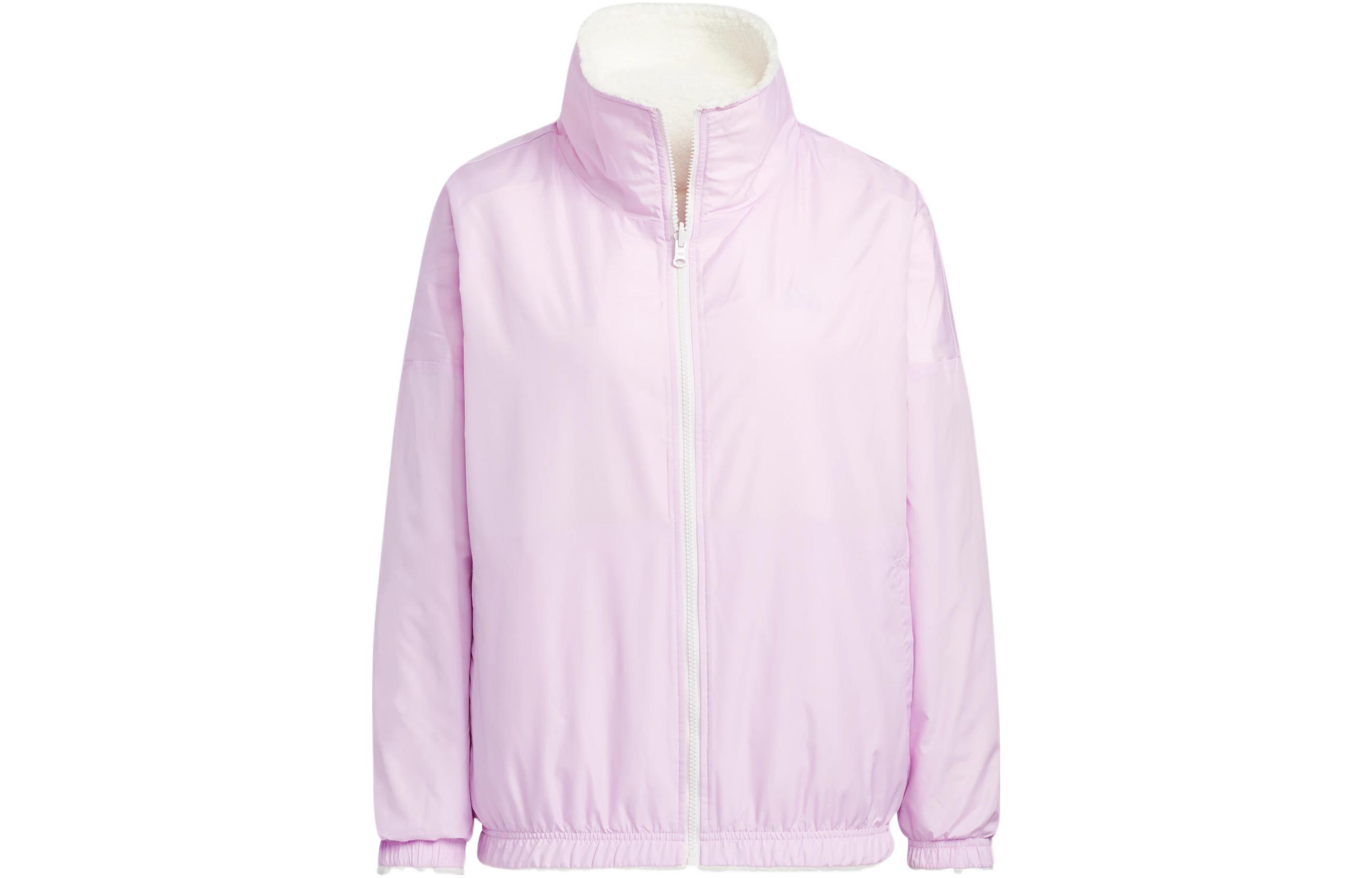 Adidas Velvet Jackets Women s Pink White Stand Collar Moderate HM7111 L