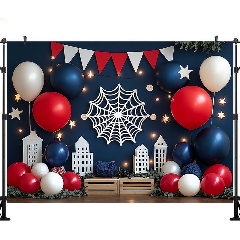 LS photography backdrops, City Heroes anime architecture decorations, backgrounds for a boy's first birthday party453