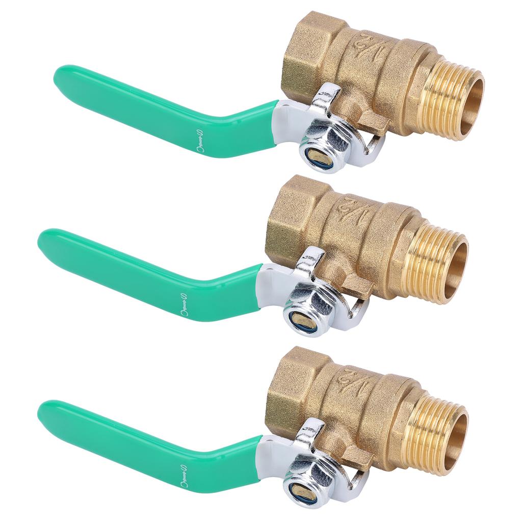 3Pcs 12in Water Pipe Ball Valve Female Male Threaded Thickened Brass Drain Shut Off Switch