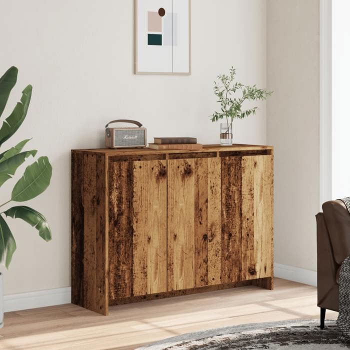 VidaXL Buffet vieux bois 102x33x75 cm bois d'ingénierie, meuble de rangement, meuble de rangement de cuisine, meuble de 856780