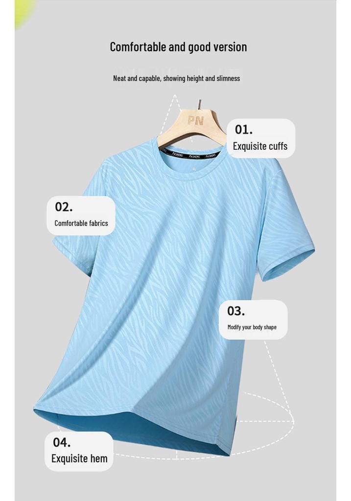 Men's Summer Quick-Dry Ice Silk Sports Set: Loose Round-Neck T-Shirt & Shorts