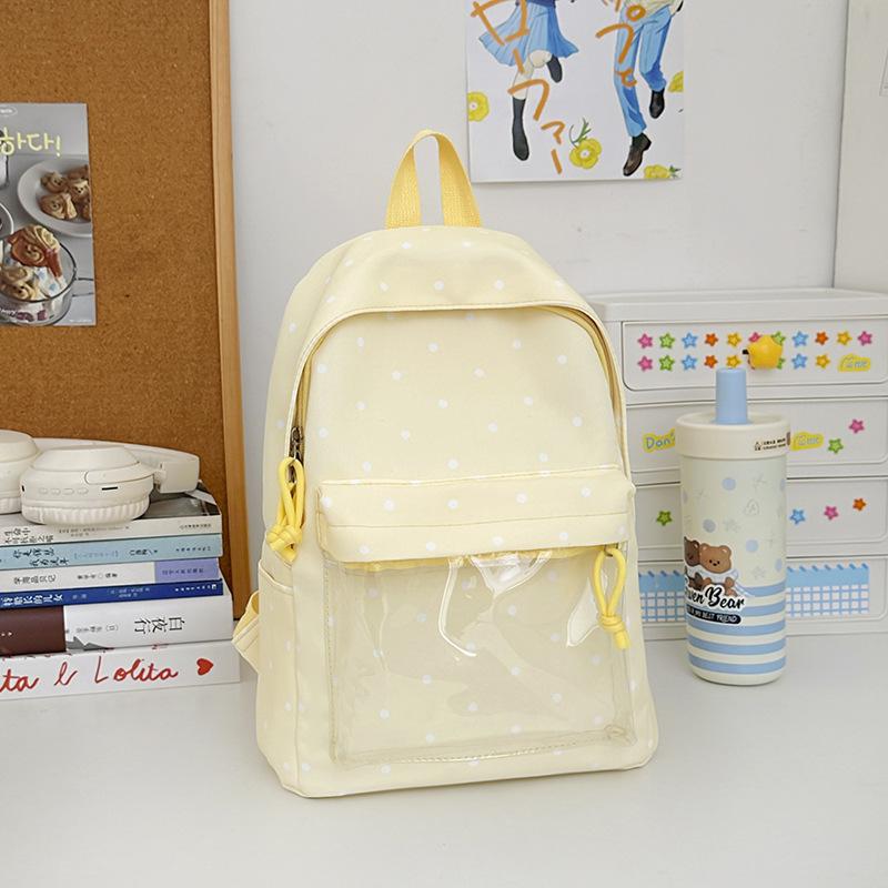 Schoolbag Japanese Two-dimensional Transparent Baby Bag Cute Backpack Trend Polka Dot High-value Female Student Schoolbag Bar Pain Bag