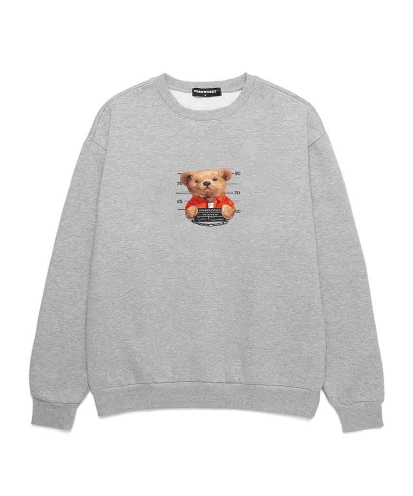 VANNWORKS Tsundere Bear Oversized Sweatshirt (Vndts117) Melange Grey