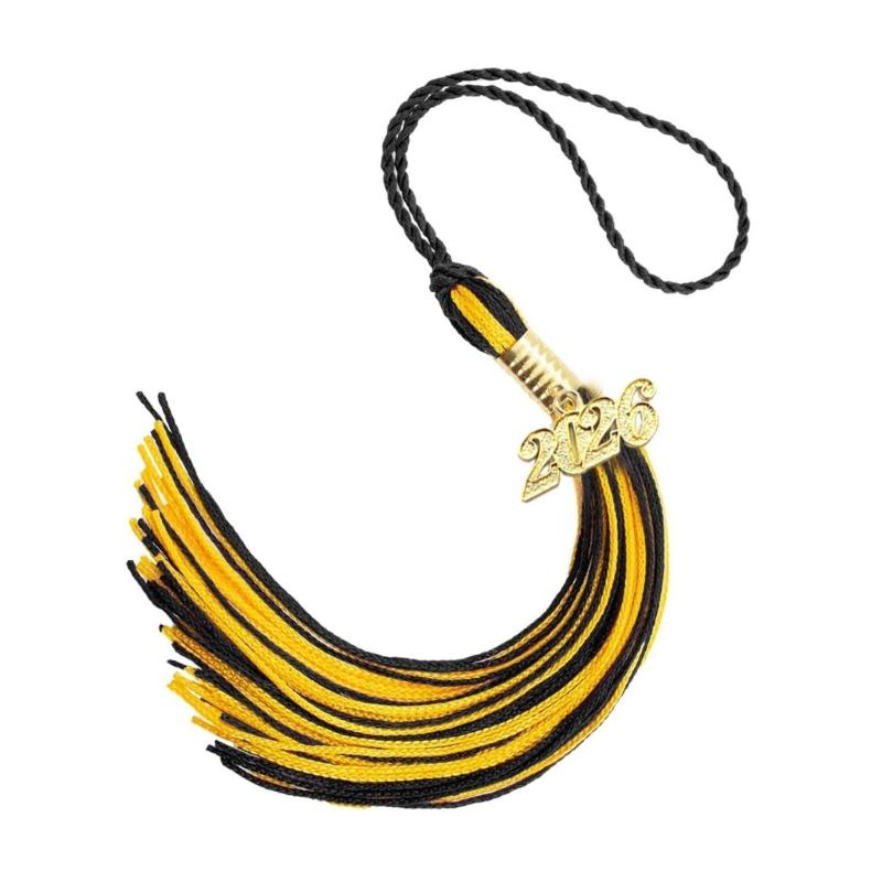 

Doctoral Tassels Premium Polyester Fabric Smooth Texture Prom Attires For Graduate University Ceremonies чорний/золотистий