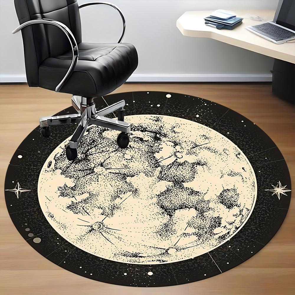 1pc Moon Celestial Office Round Area Rug, Mat Suitable ForOffice, Under Office Chairs Bedroom Living Room Home Decor, Room Deco