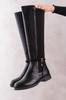 Women Modern Stylish Fashion Boots Boots Faux Leather Black Wet Fabric Knee High Boots