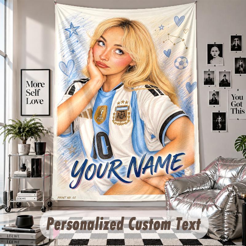 Tapiz para Colgar en la Pared con Nombre y Texto Personalizados, Tapiz Decorativo de Sabrina Carpenter para Dormitorio