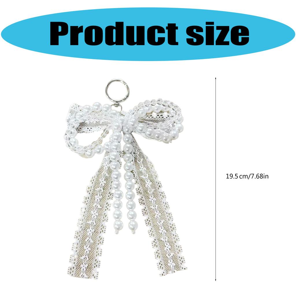Chaveiro Elegante de Pérolas Imitadas com Contas em Forma de Laço, Ornamento de Bolsa, Nó Borboleta, Joias para Bolsas e Acessórios