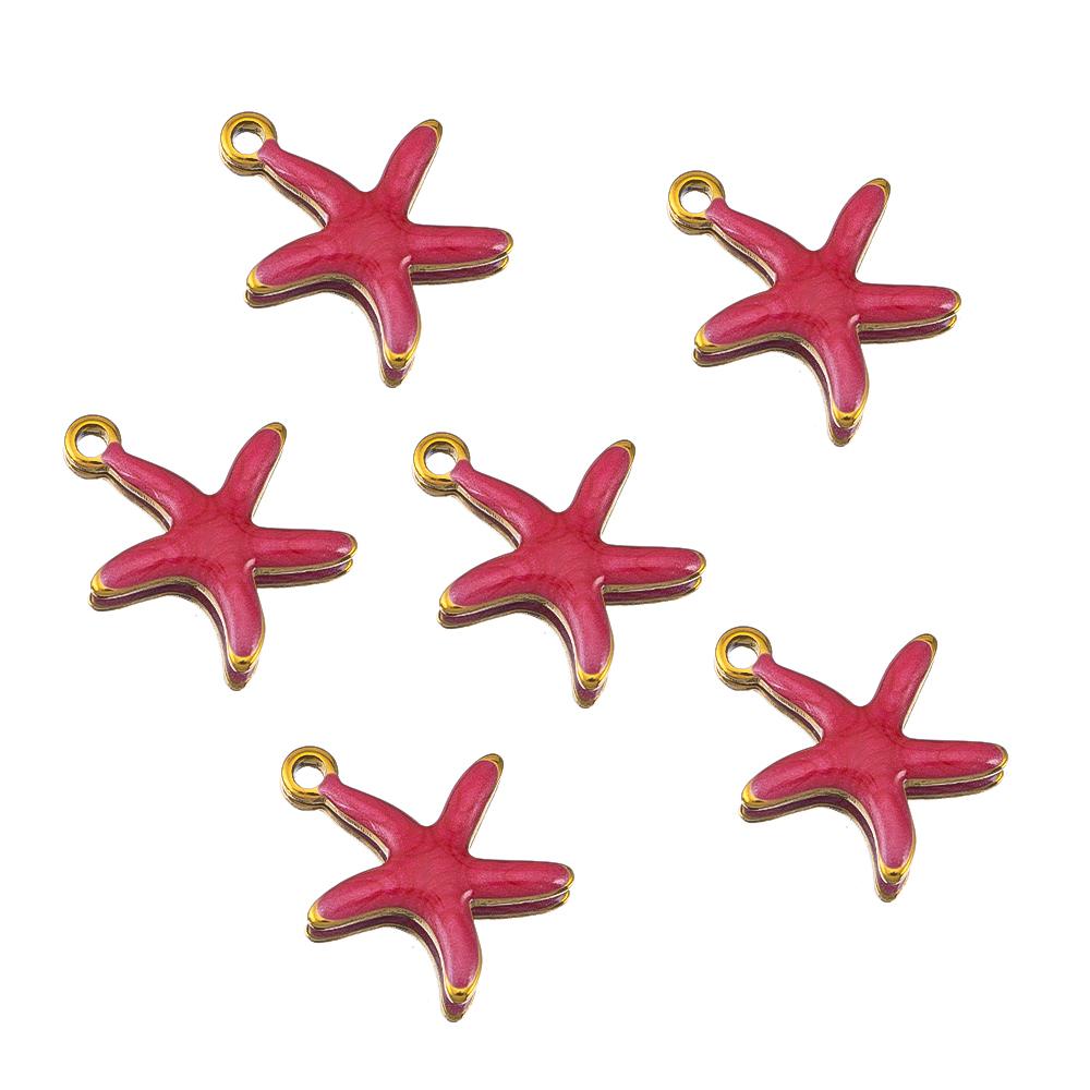 10pcs New Stainless Steel Colorful Marine Coral Starfish Fish Seaweed Charm Necklace Earring Pendant Base for DIY Jewelry Making