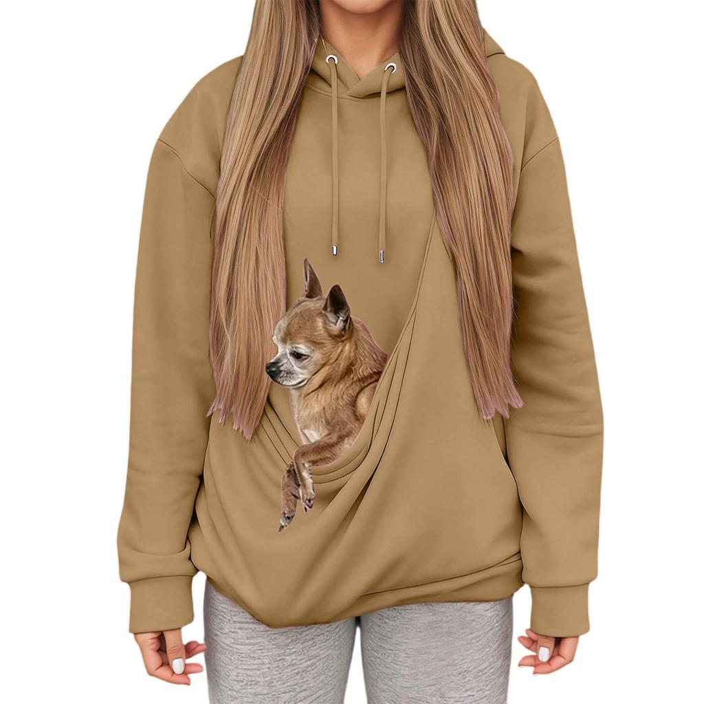 Women's Hoodie, Pet Bag, Sports Shirt, Pet Cat And Dog Pocket Holder, Top