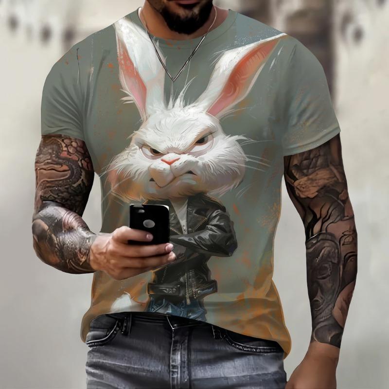 3D Animal Print T Shirt For Men Street Trend Hip Hop Clothing Casual O-neck Short Sleeve T-Shirt Fashion Loose Summer Tops