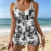 Women's Swimwear Tankini 2 Piece Swimsuit Vertical Ink Splatter Vacation Bathing Suits