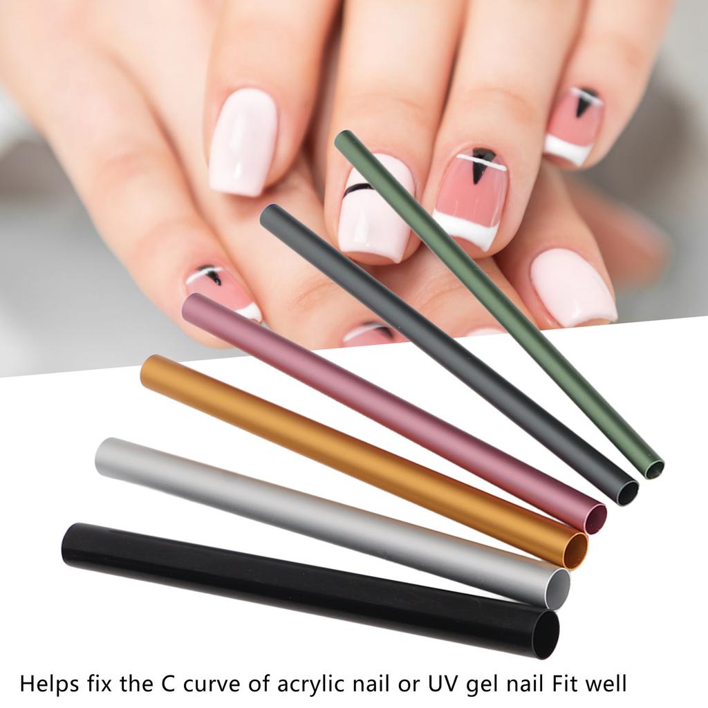 5 Box Acrylic Nail C Curve Shaping Stick Aluminum UV Gel Nail Tip Shaping Rod Tube for Nail Extension