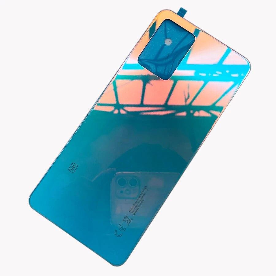 

Задняя стеклянная крышка с объективом F4 для Xiaomi Poco F4, сменная задняя дверь, жесткий аккумулятор, задняя крышка корпуса с клеем blue No Lens