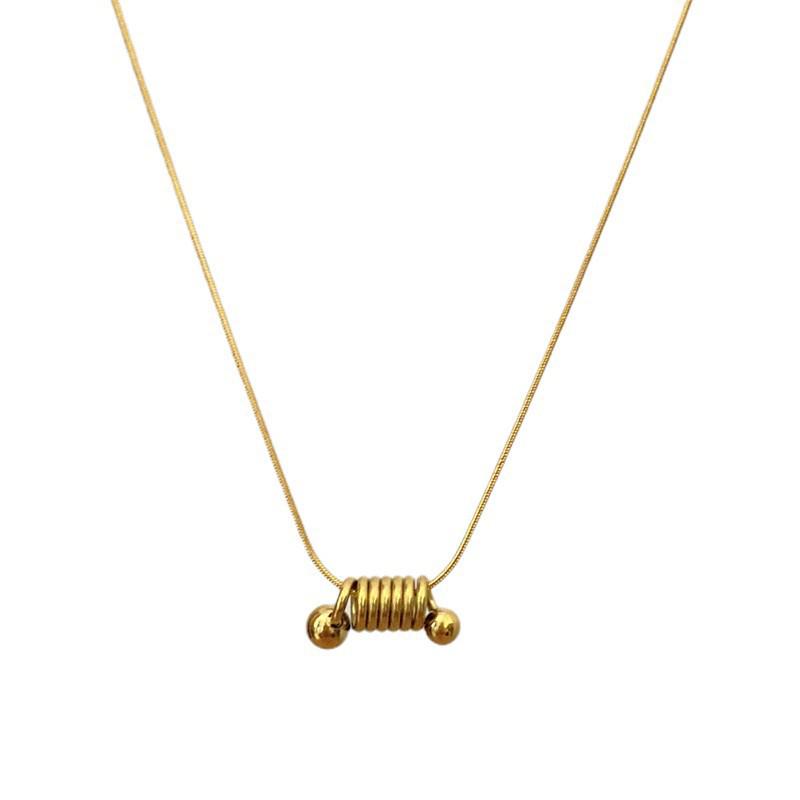 Retro Spiral Titanium Steel Pendant Necklace for Women - High-End Versatile Clavicle Chain
