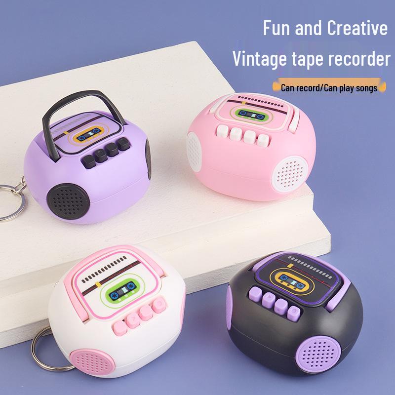 Retro Vintage Radio Keychain Toy: Mini Recorder & Speaker for Kids