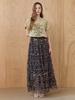 MAXZA Leopard Shirred Tiered Mesh Long Skirt