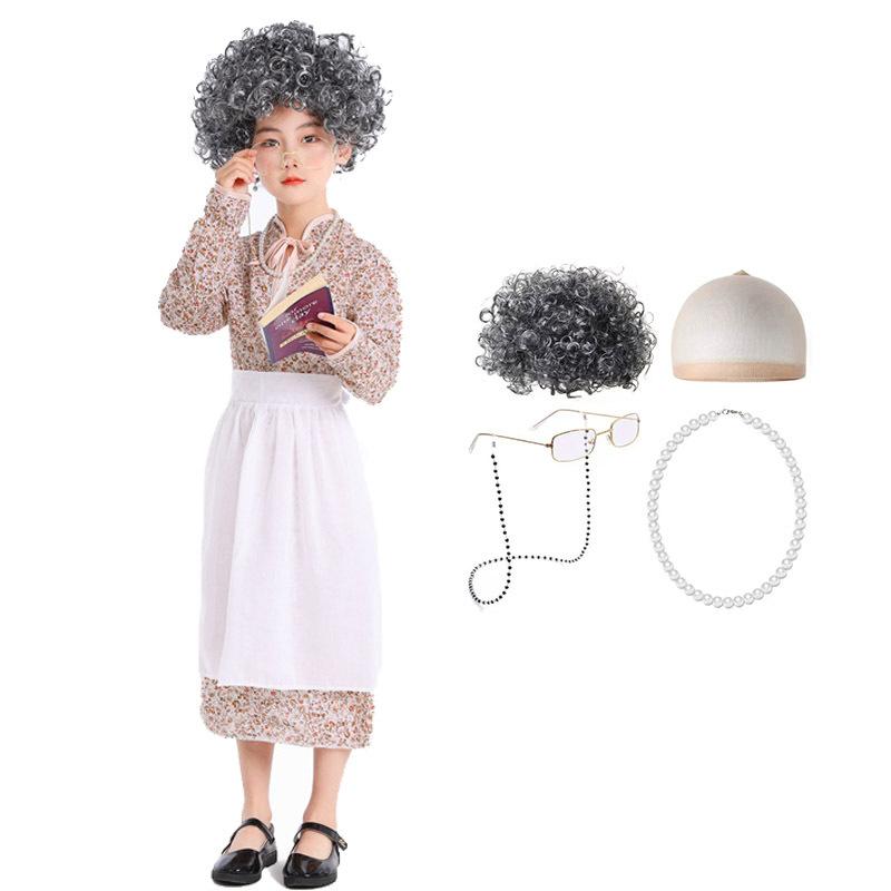 Giorno dei Bambini di Halloween Cappuccetto Rosso Gioco Nonna Lupo Vestito Floreale Pastorale Performance